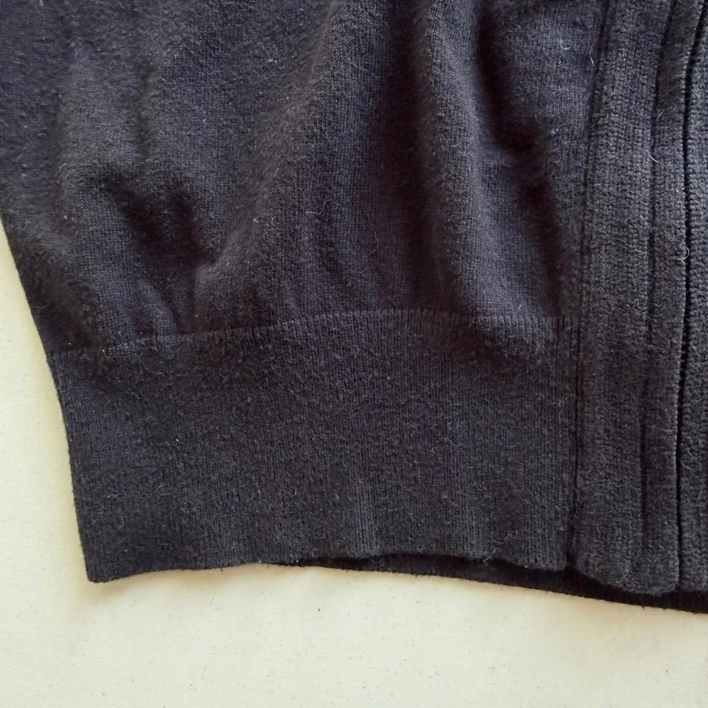 Banana Republic Men's M Black Cotton Silk Blend Full Zip Mock Neck Sweater  Y2K